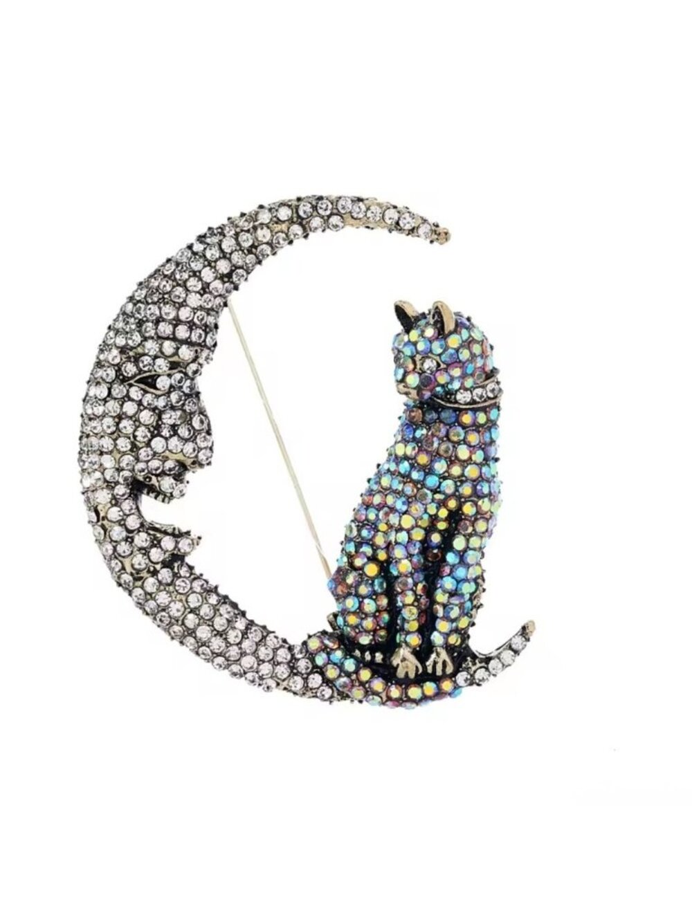 Crystal Cat Moon Brooch View 5